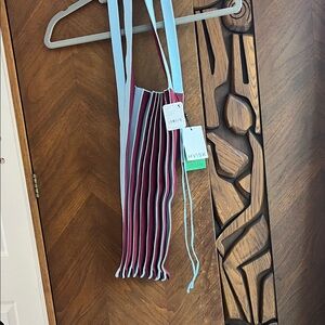 HVISK Vegan Striped Tote Bag - Blue and Pink